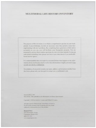 Download Multimodal Life History Inventory: Packet of 20 Inventories - Arnold A. Lazarus file in PDF