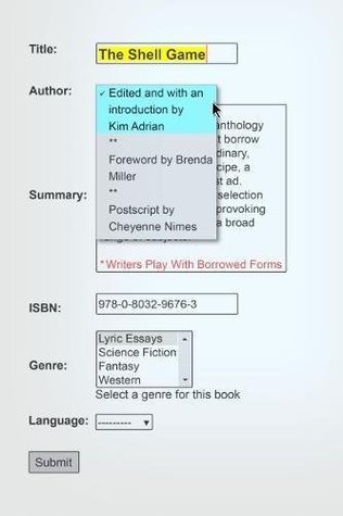 Download The Shell Game: Writers Play with Borrowed Forms - Kim Adrian | PDF