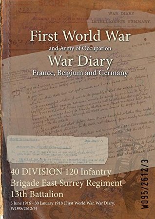 Download 40 Division 120 Infantry Brigade East Surrey Regiment 13th Battalion: 3 June 1916 - 30 January 1918 (First World War, War Diary, Wo95/2612/3) - British War Office file in ePub